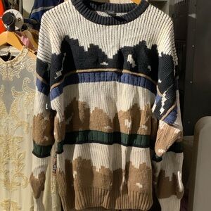 GENERRA Men's Sweater in Black, Blue, Green, and Brown Size XL